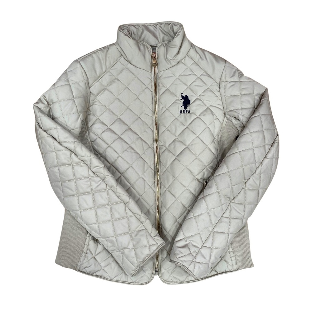 NWT U.S. Polo Assn. Beige Tan Quilted Jacket Puffer Coat Women’s Small